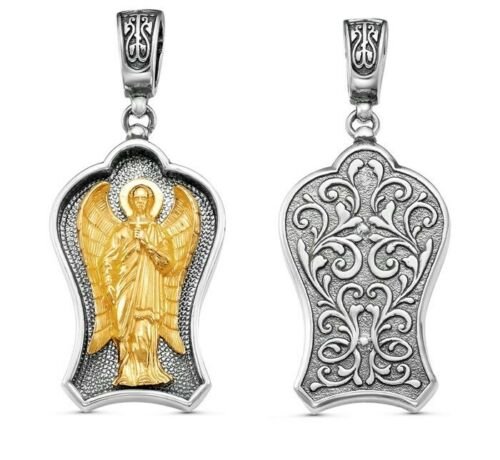 MagicunTarot Cloth~Pendant "Guardian Angel", silver plated with gilding B-94