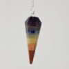 Magicun Stone~Seven Chakra Bonded Pendulum 1.75"L with Chain, Faceted (Natural Crystal Stone)