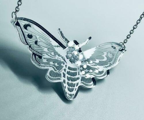 Curiology -MIRROR DEATHS HEAD MOTH - Necklace Silver Plated