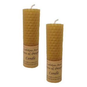 Magic Candle~2 pk Lailokens Awen SUCCESS & PROSPERITY Gold Handmade Beeswax 4" Spell Candles