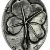 Witchcraft~Lucky Irish 4 Leaf Clover Pewter Pocket Stone Amulet Good Luck Charm