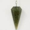 Magicun Stone~Green Aventurine Pendulum with Chain, Faceted (Natural Crystal Stone)
