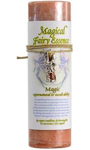 Magic Candle~Magic 6-1/4" Handmade Ritual Pillar Candle w/ Fairy Dust Charm Pendant Necklace