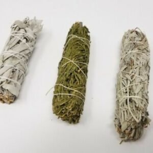Palo Santo & Sage~SAGE WHITE CEDAR & BLUE SMUDGE STICKS SAMPLER 3 PACK (House Cleansing)