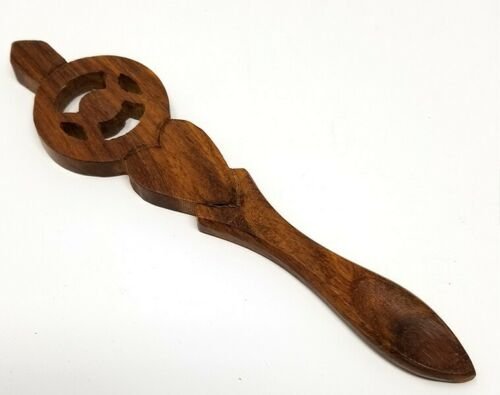 Wicca & Paganism~Triple Moon Sheesham Wood Carved Spoon 6-1/2" Ritual Magick Spells Wicca Pagan