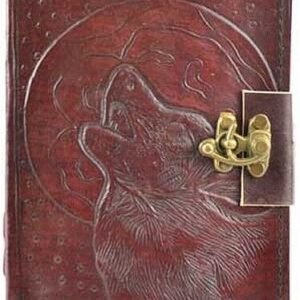Witchcraft~WOLF MOON LEATHER BLANK BOOK - 10" x 13" - JOURNAL