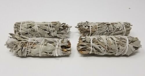 Palo Santo & Sage~4X White Sage Smudge Sticks / Wands 4 - 5 " Negativity Removal