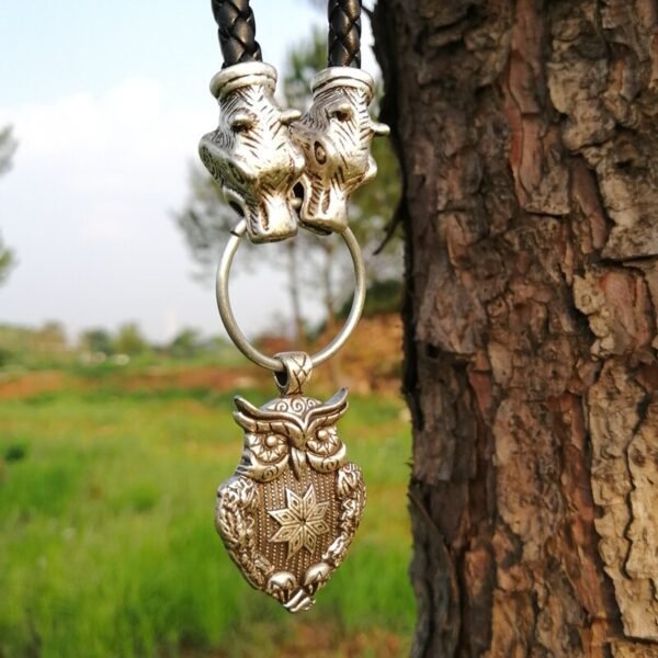 New Magicun Viking~smybol owl pendant Braided Leather necklace knot Mammen Style Norse Viking pagan Jewelry 1pc