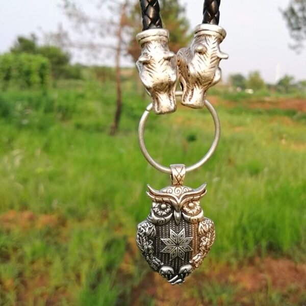 New Magicun Viking~smybol owl pendant Braided Leather necklace knot Mammen Style Norse Viking pagan Jewelry 1pc