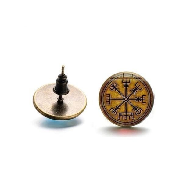 Stud Earrings Style 16 Viking Vegvisir Compass Runic Stud Earrings Ancient Treasures Ancientreasures Viking Odin Thor Mjolnir Celtic Ancient Egypt Norse Norse Mythology