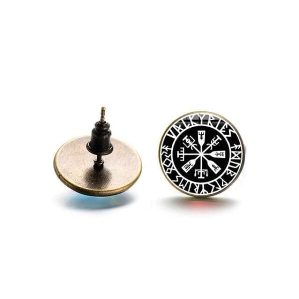Stud Earrings Style 18 Viking Vegvisir Compass Runic Stud Earrings Ancient Treasures Ancientreasures Viking Odin Thor Mjolnir Celtic Ancient Egypt Norse Norse Mythology