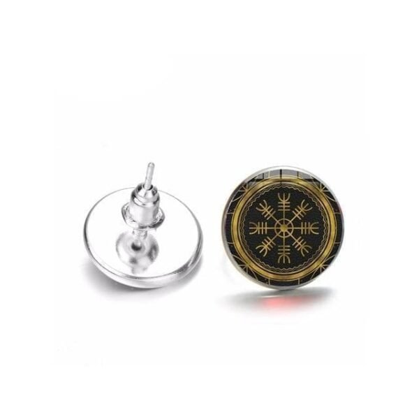 Stud Earrings Style 21 Viking Vegvisir Compass Runic Stud Earrings Ancient Treasures Ancientreasures Viking Odin Thor Mjolnir Celtic Ancient Egypt Norse Norse Mythology