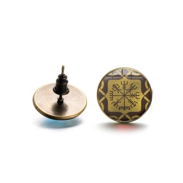 Stud Earrings Style 6 Viking Vegvisir Compass Runic Stud Earrings Ancient Treasures Ancientreasures Viking Odin Thor Mjolnir Celtic Ancient Egypt Norse Norse Mythology