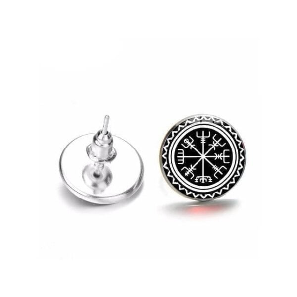 Stud Earrings Style 7 Viking Vegvisir Compass Runic Stud Earrings Ancient Treasures Ancientreasures Viking Odin Thor Mjolnir Celtic Ancient Egypt Norse Norse Mythology