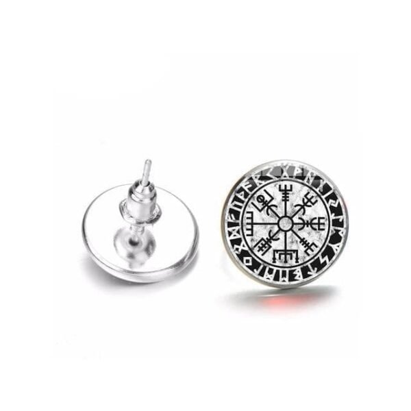 Stud Earrings Style 9 Viking Vegvisir Compass Runic Stud Earrings Ancient Treasures Ancientreasures Viking Odin Thor Mjolnir Celtic Ancient Egypt Norse Norse Mythology