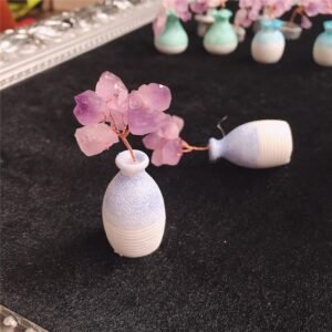 Magicun Crystal~super mini natural amethyst vase tree ornaments fashion crystal jewelry gift Home Office Decoration money tree  fengshui