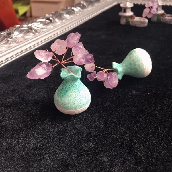 Magicun Crystal~super mini natural amethyst vase tree ornaments fashion crystal jewelry gift Home Office Decoration money tree  fengshui