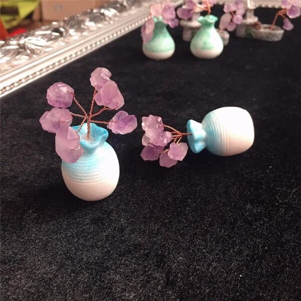 Magicun Crystal~super mini natural amethyst vase tree ornaments fashion crystal jewelry gift Home Office Decoration money tree  fengshui