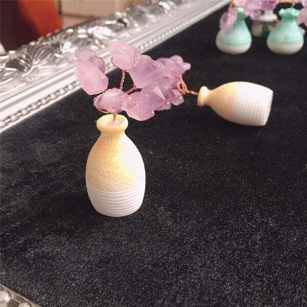 Magicun Crystal~super mini natural amethyst vase tree ornaments fashion crystal jewelry gift Home Office Decoration money tree  fengshui