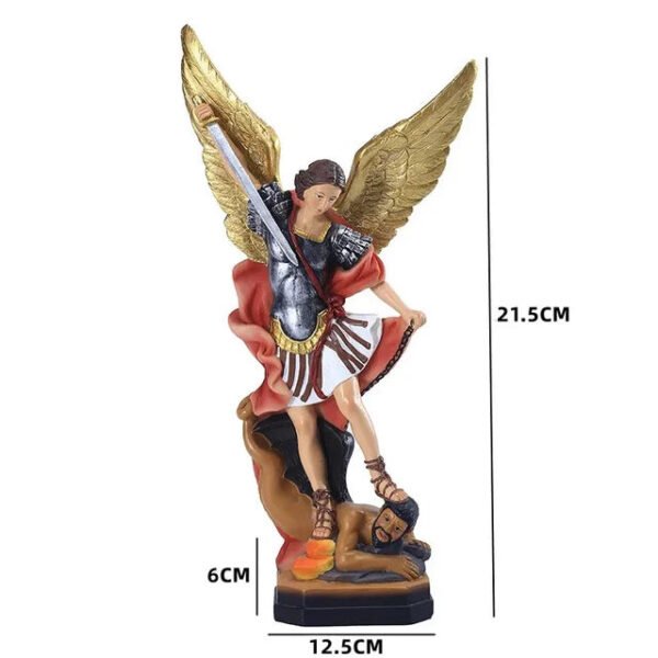 Saint Michael Statue Resin Angel Sculpture Decoration Michael Archangel Defeated Lucifer Tramples Demon Figurine