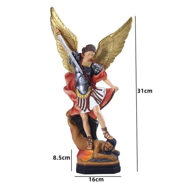 Saint Michael Statue Resin Angel Sculpture Decoration Michael Archangel Defeated Lucifer Tramples Demon Figurine