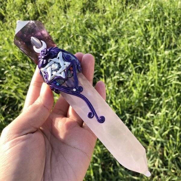 Natural Stone Crystal Point Magic Scepter Wand Stick Energy Reiki Healing Ceremony Props Wicca Supplies Meditation Spiritual| |