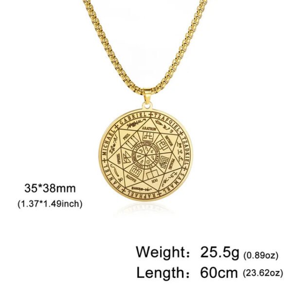 Celestial Guardians: Archangels Sigil Talisman Necklaces for Men and Boys - Stainless Steel Seal of Solomon Pendant Chains - Sacred Religious Amulet Jewelry