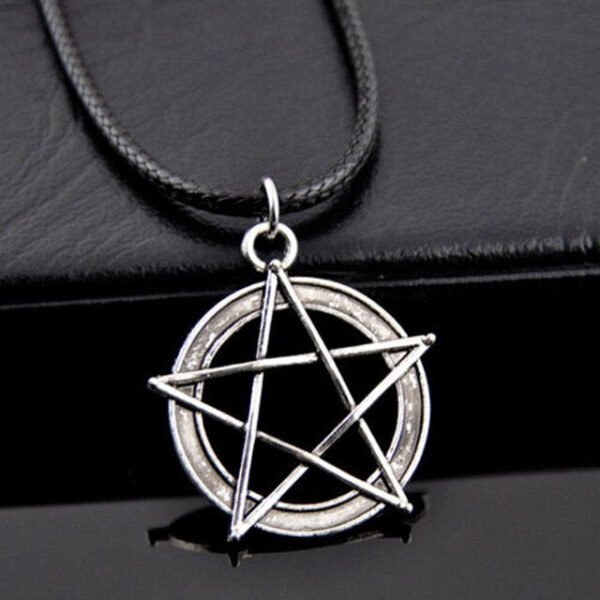 Pentagram Star Pendant Necklace for Women Gothic Wicca Charms Accessories Leather Choker Satan Fashion Jewelry Witchcraft Goth|Pendant Necklaces|