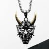 Gothic Devil Skull Grimace Mask Necklaces For Men Fangs Demon Mask Pendant Retro Punk Style Jewelry Gift - Pendants