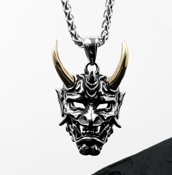 Gothic Devil Skull Grimace Mask Necklaces For Men Fangs Demon Mask Pendant Retro Punk Style Jewelry Gift - Pendants