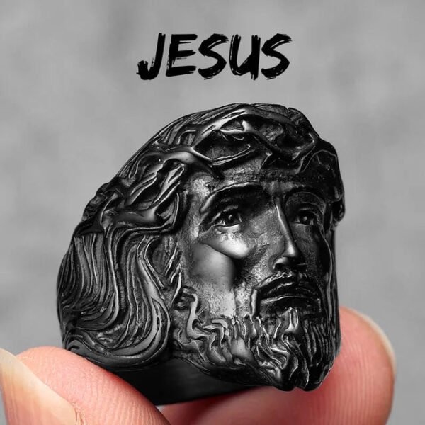 316L Stainless Steel Men Ring Christian Jesus Face Rings Religion Amulet Punk Rock for Male Biker Boyfriend Jewelry Best Gift