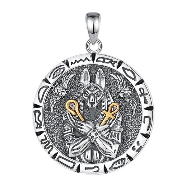 Egyptian Anubis Amulet Necklace Ankh Cross Amulet Pendant