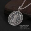 Sterling Silver Saint Benedict Medallion Cross Pendant Necklace Catholic Exorcism Amulet