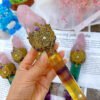 16 22cm Natural Crystal Fluorite Quartz Healing Raw Stone Handmade Magic Stick scepter Witch Craft Staff Cosplay Fairy Props| |