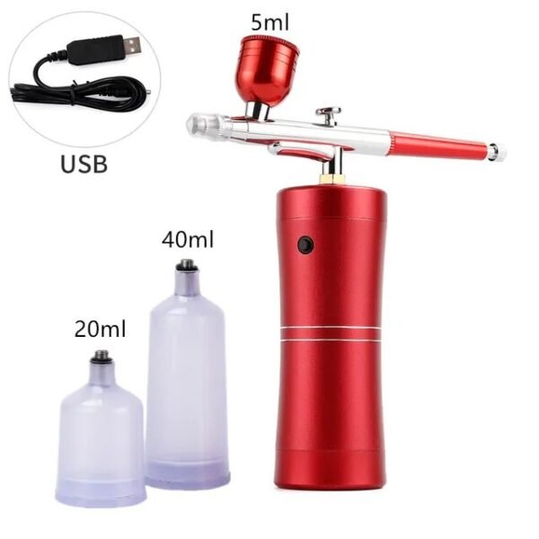 Pink Mini Air Compressor Kit Air-Brush Paint Spray Gun Airbrush For Nail Art Tattoo Craft Cake Nano Fog Mist Sprayer