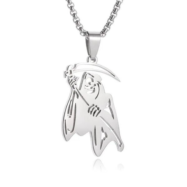 Vintage Gothic Hell Reaper Scythe Pendant Mystical Demon Necklace for Men Personality Punk Halloween Trend Jewelry