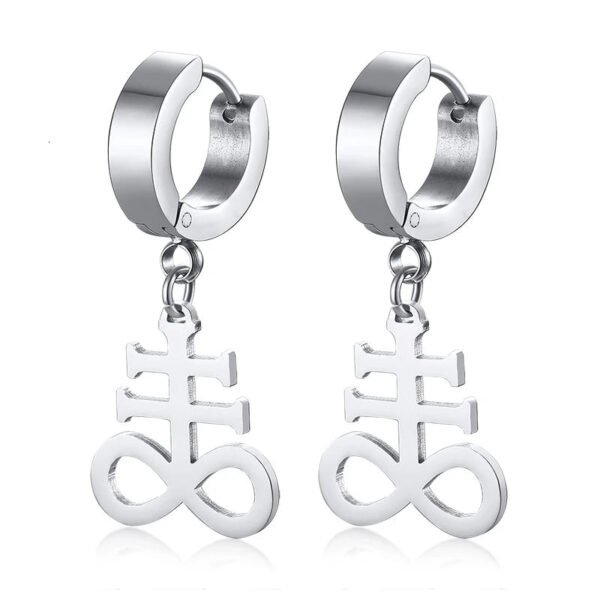 Satanic Earrings:Brimstone Satanic Cross Earring -Church of Satan Earrings