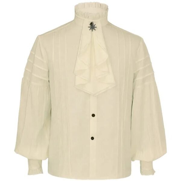 Men medieval Gothic Shirt Larp Viking Vintage Bridegroom Cosplay Costume Top Princes white Shirt Stage perfoming outfit