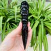 Black Obsidian Crystals – Hand-Carved Vajra Dorje Phurba Amulet
