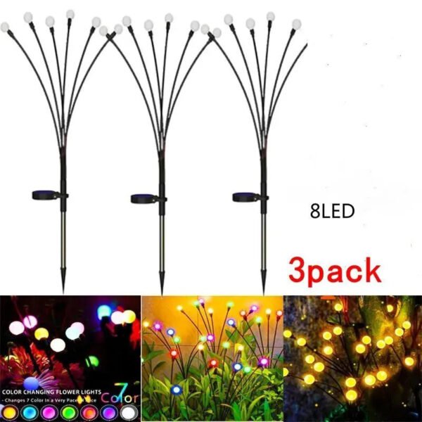 2pcs6/8/10 Lights Solar Lawn Lamp Garden Lamp, LED Wind-driven Firefly Ground Plug Lamp, Garden Ramadan Decoration Festival Lamp