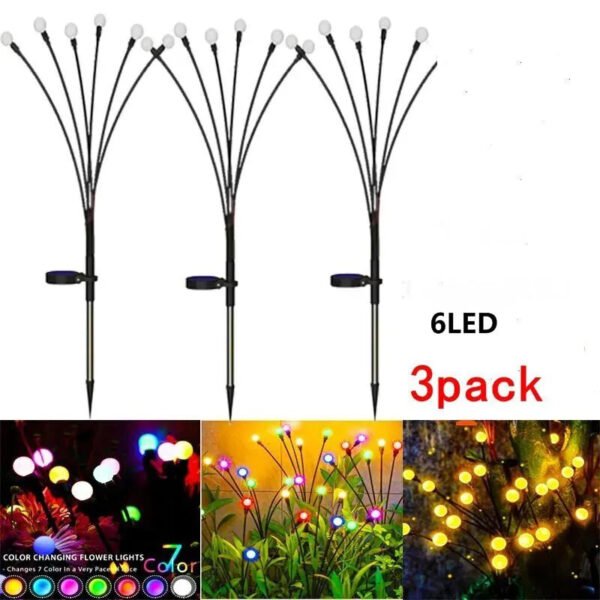 2pcs6/8/10 Lights Solar Lawn Lamp Garden Lamp, LED Wind-driven Firefly Ground Plug Lamp, Garden Ramadan Decoration Festival Lamp