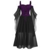2023 New Medieval Witch Dress For Women Halloween Carnival Women Plus Size Cold Shoulder Butterfly Sleeve Halloween Gothic Dress