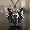 Punk Men's Wolf Head Lion Bear Fox Pure Tin Pendant Necklace Hip Hop Retro Animal Collar Chain Birthday Party Jewelry Gift