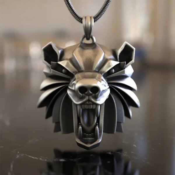 Punk Men's Wolf Head Lion Bear Fox Pure Tin Pendant Necklace Hip Hop Retro Animal Collar Chain Birthday Party Jewelry Gift