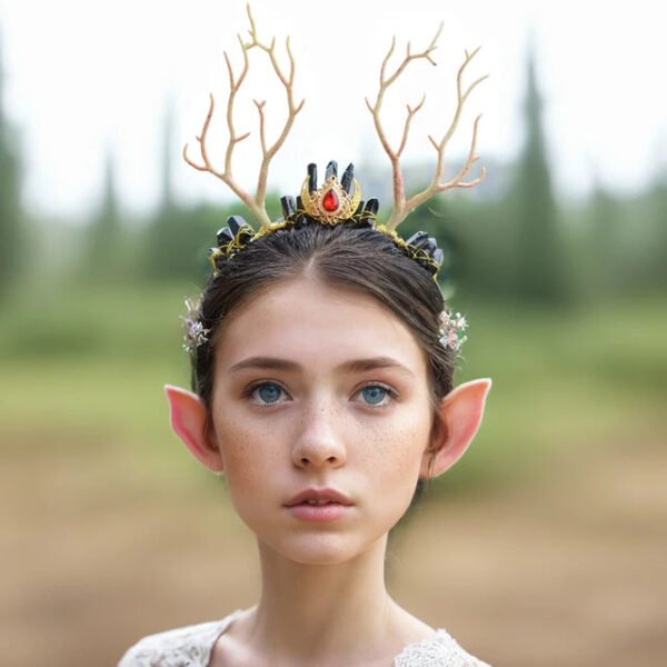 Handmade Forest Woodland Elf Hair Tiara Butterfly Deer Twig Branch Leaves Hair Crowns Fairycore Elvens Hair Jewelry for women