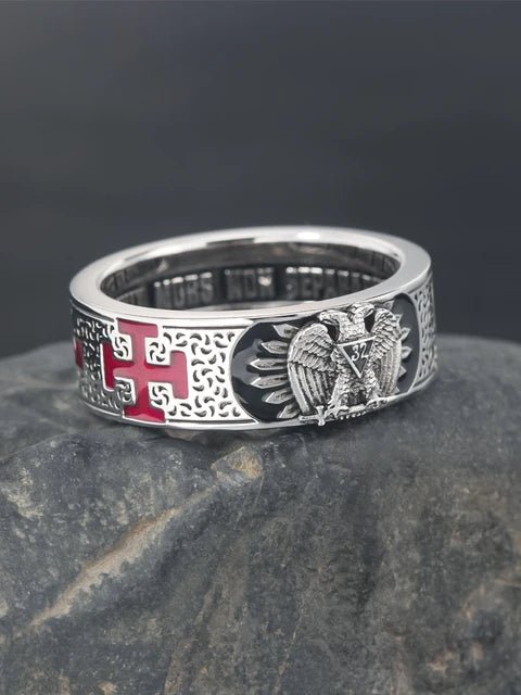 Customade Scottish Rite Master Mason Masonic 32 Degree Double Eagle Dropshipping Sterling Silver Ring