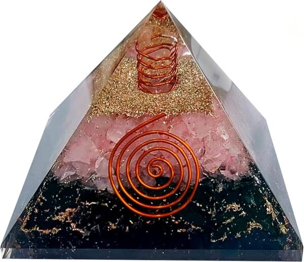 Crystal Orgone Pyramid – Orgonite Energy Generator with Copper-Wrapped Quartz and Shungite Crystals for Positive Energy