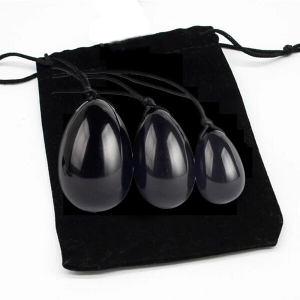 Obsidian Yoni Egg Set – Black Obsidian Crystal Yoni Eggs for Vaginal Muscle Tightening and Postpartum Recovery