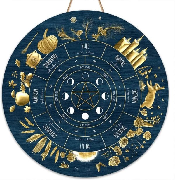 Wheel of the Year Wooden Wall Plaque - Witch Pagan Wiccan Sabbat Decor