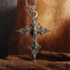 Gothic Crucifixion Skull Cross Pendant Necklace Catholic Prayer Jewelry for Men and Women Punk Trendy Jewelry